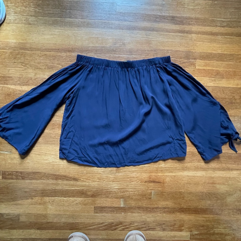 Brand New Ganji LA off the shoulder blouse. Color Blue. Size Large.